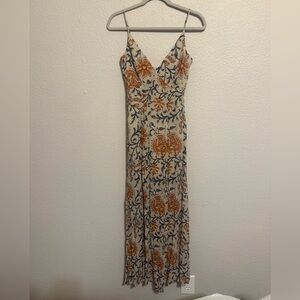 Bailey 44 Cream Maxi Dress with Orange and Blue Floral Pattern